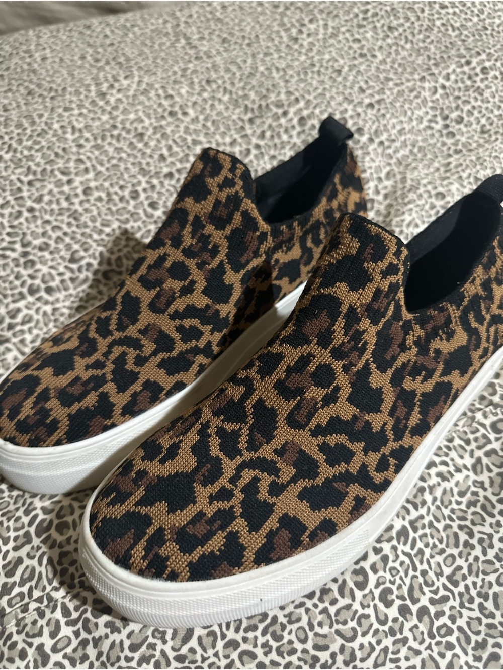 Steve Madden Woman’s Leopard Print Slip-On Sneakers in Brown and Black
